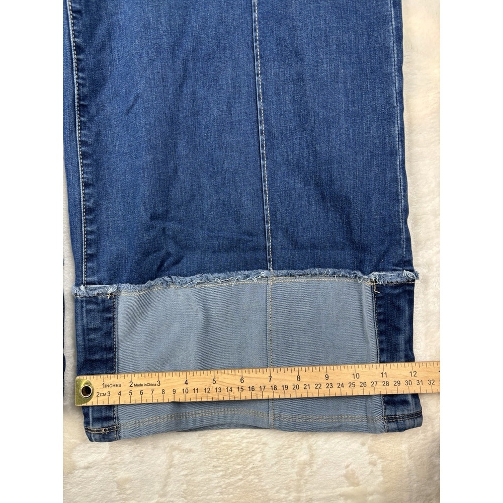KUT Margo Womens 12 Cuffed Pintuck Wide Leg Jeans High Rise Patchwork 70's Style - Picture 9 of 16